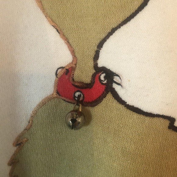 VTG fall stand collar Y2k artsy Christmas Santa Reindeer ribbed sweater - Picture 9 of 13